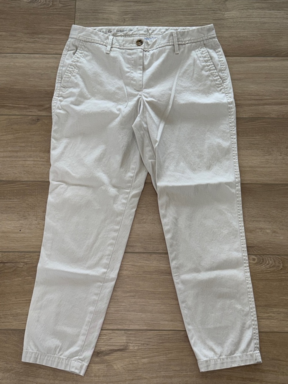 Talbots Girlfriend Chino Pants Women's 6 beige Stretch Tapered Leg Casual